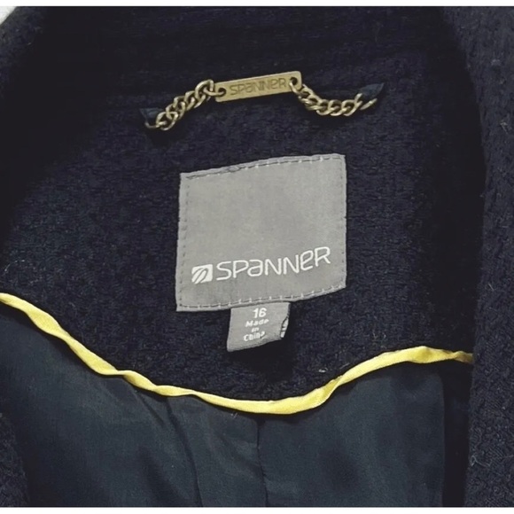 Spanner Sz 16 Black Ruffled Collar Full Zip Up Jacket Light Coat Womens RARE - Picture 8 of 9